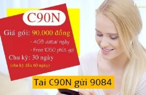 Gói cước C90N MobiFone ưu đãi 4GB/ ngày và 1050 phút gọi chỉ 90k/tháng